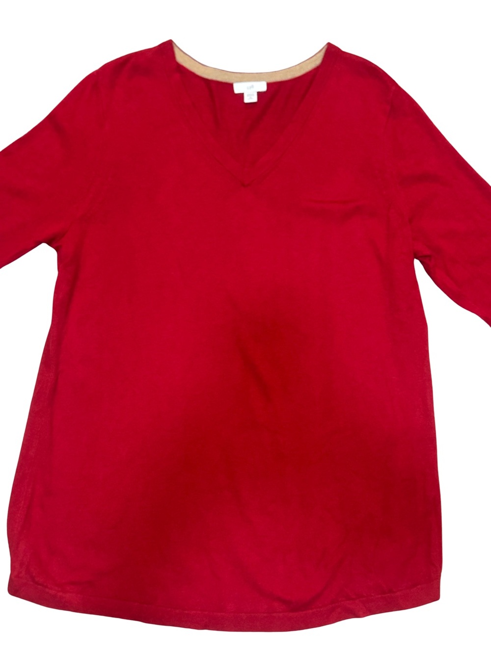 Women's Red V-Neck Knit Top